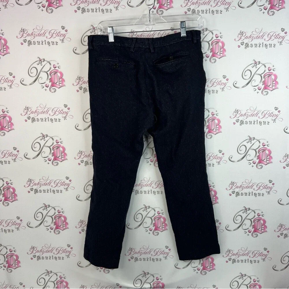 Banana Republic cropped pants slim fit blue white striped linen Pants Italy
